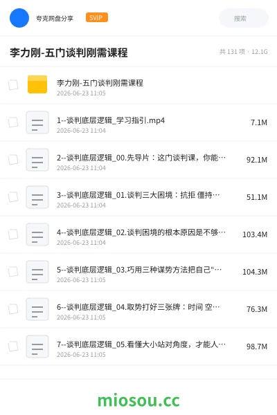 《李力刚-五门谈判刚需课程》教程网盘｜学习资源网盘