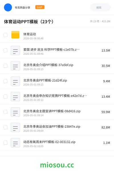《体育运动PPT模板（23个）》教程网盘｜学习资源网盘