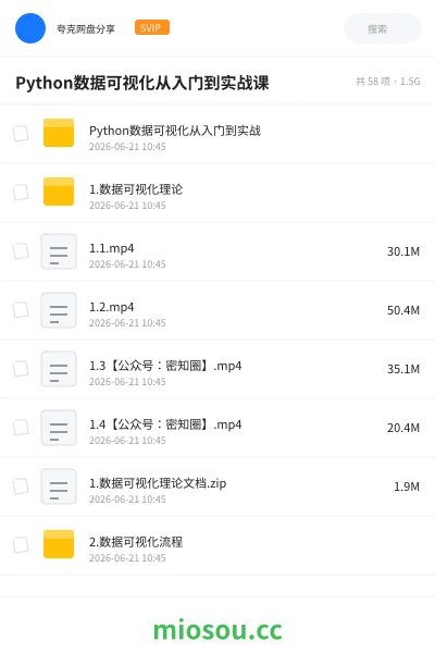 《Python数据可视化从入门到实战课》教程网盘|学习资源网盘