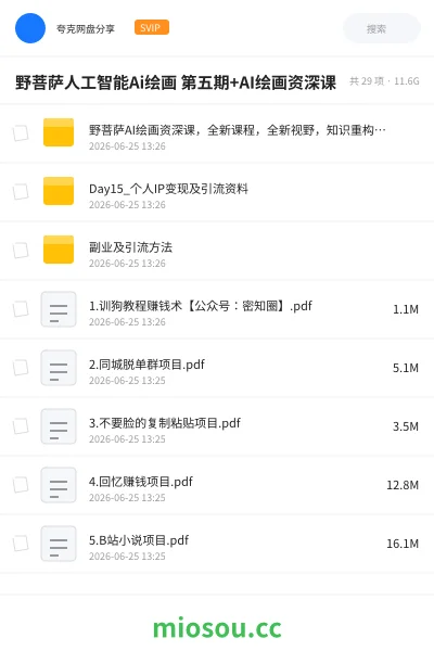《野菩萨人工智能Ai绘画 第五期+AI绘画资深课》人工智能网盘｜学习资源网盘