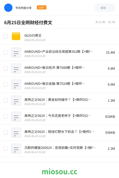 《6月25日全网财经付费文》教程网盘｜学习资源网盘