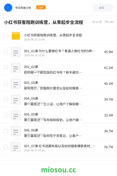 《小红书获客陪跑训练营,从零起步全流程》AIGC网盘|学习资源网盘