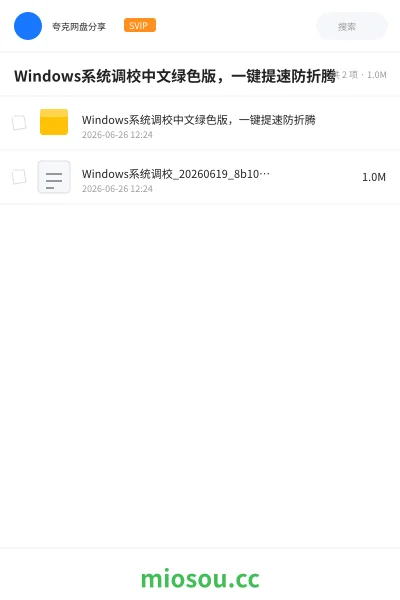 《Windows系统调校中文绿色版,一键提速防折腾》软件网盘|学习资源网盘
