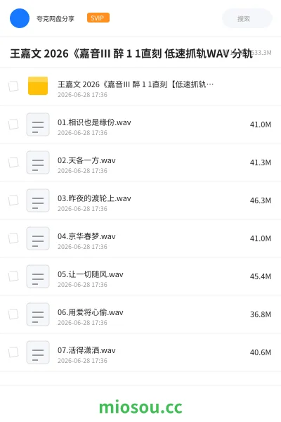 《王嘉文 2026《嘉音Ⅲ 醉 1 1直刻 低速抓轨WAV 分轨》音乐学习资源封面