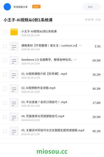《小王子-AI视频从0到1系统课》人工智能网盘｜学习资源网盘