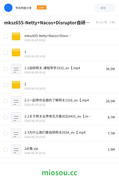 《mksz655-Netty+Nacos+Disruptor自研企业级API网关》编程网盘|学习资源网盘