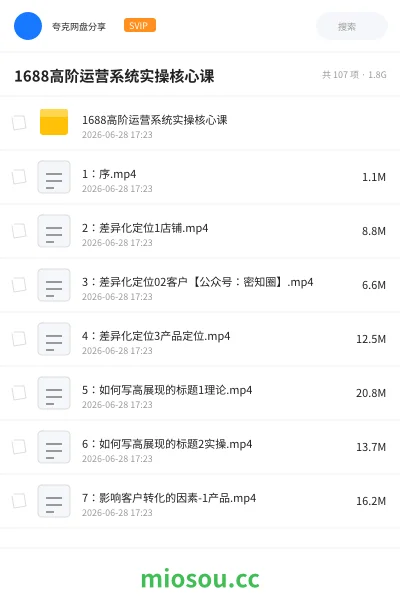 《1688高阶运营系统实操核心课》教程网盘|学习资源网盘