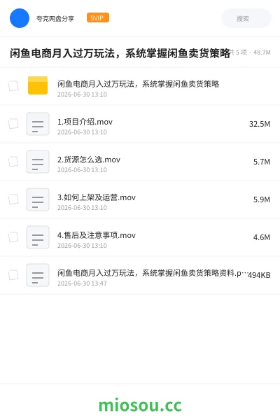 《闲鱼电商月入过万玩法，系统掌握闲鱼卖货策略》网赚网盘｜学习资源网盘