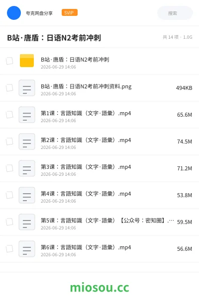 《B站·唐盾:日语N2考前冲刺》教程网盘|学习资源网盘