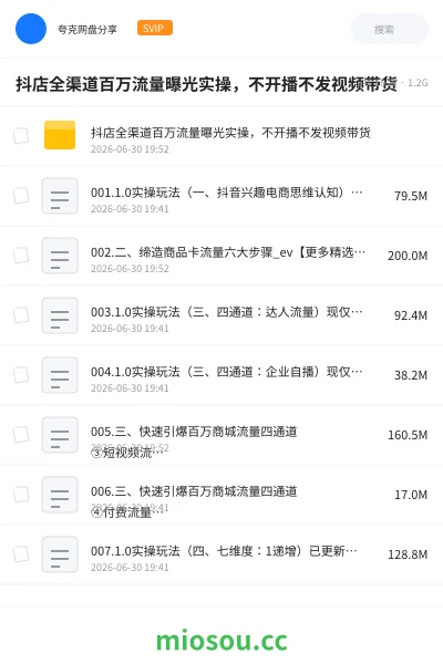 《抖店全渠道百万流量曝光实操,不开播不发视频带货》AIGC网盘|学习资源网盘