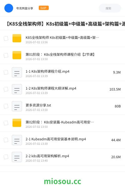 《【K8S全栈架构师】K8s初级篇+中级篇+高级篇+架构篇+源码》编程学习资源封面