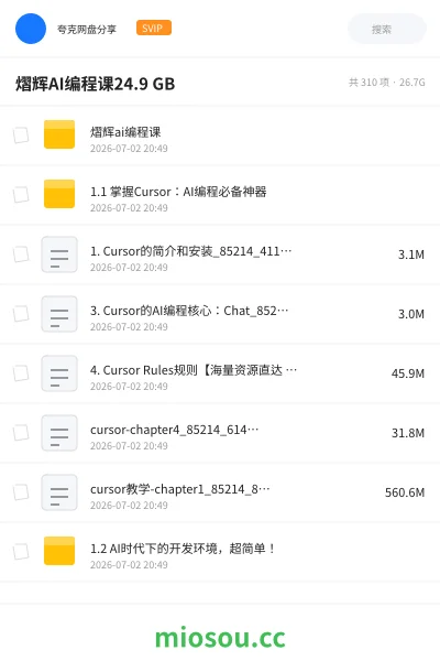 《熠辉AI编程课24.9 GB》人工智能网盘｜学习资源网盘