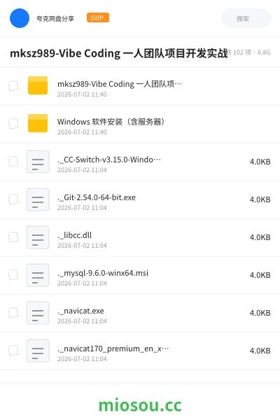 《mksz Vibe Coding 一人团队项目开发实战》人工智能网盘|学习资源网盘