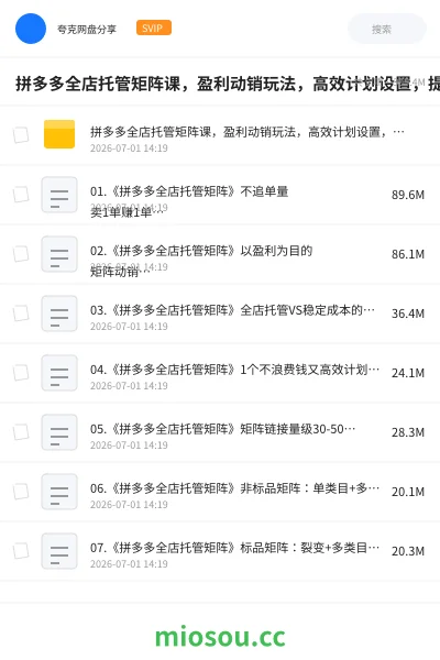 《拼多多全店托管矩阵课，盈利动销玩法，高效计划设置，提升店铺效益》教程网盘｜学习资源网盘