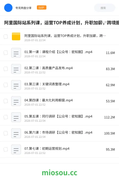 《阿里国际站系列课,运营TOP养成计划,升职加薪,跨境掘金》教程网盘|学习资源网盘