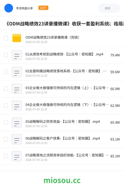 《《ODM战略绩效23讲录播微课》收获一套盈利系统、格局思维、绩效能力》教程网盘｜学习资源网盘