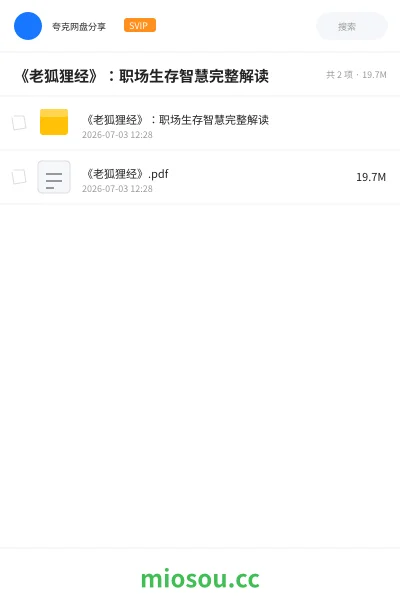 《《老狐狸经》:职场生存智慧完整解读》书籍网盘|学习资源网盘