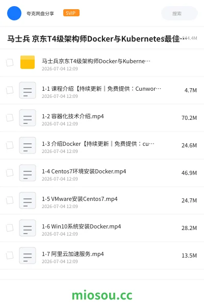 《马士兵 京东T4级架构师Docker与Kubernetes最佳实践》编程网盘|学习资源网盘