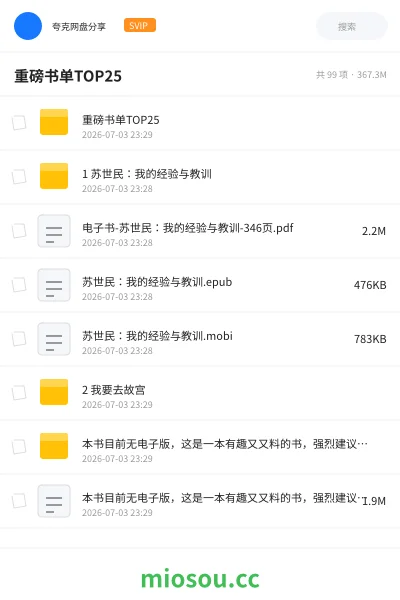 《重磅书单TOP25》书刊网盘|学习资源网盘
