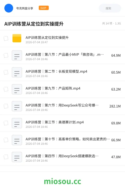 《AIP训练营从定位到实操提升》人工智能网盘|学习资源网盘