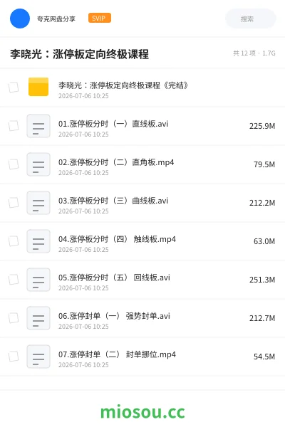 《李晓光:涨停板定向终极课程》教程学习资源封面
