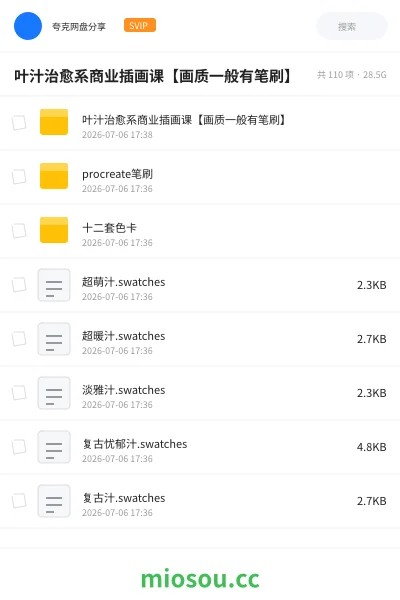 《叶汁治愈系商业插画课【画质一般有笔刷】》教程网盘｜学习资源网盘