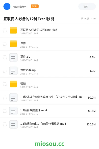 《互联网人必备的12种Excel技能》教程学习资源封面