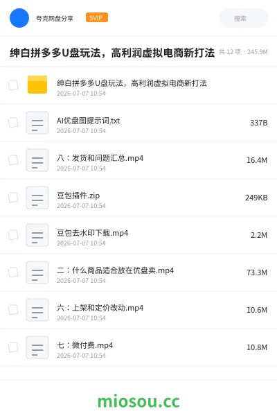 《绅白拼多多U盘玩法,高利润虚拟电商新打法》人工智能网盘|学习资源网盘