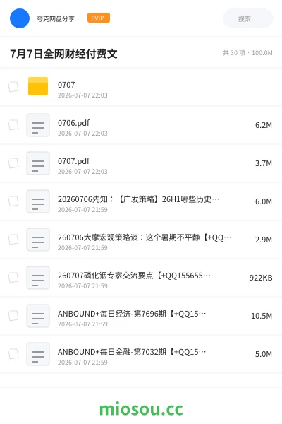 《7月7日全网财经付费文》教程网盘｜学习资源网盘