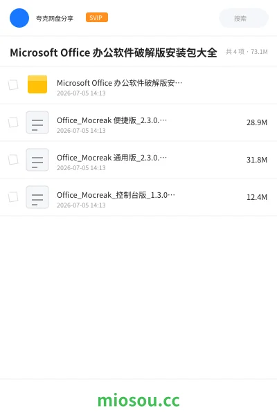 《Microsoft Office 办公软件破解版安装包大全》软件网盘｜学习资源网盘