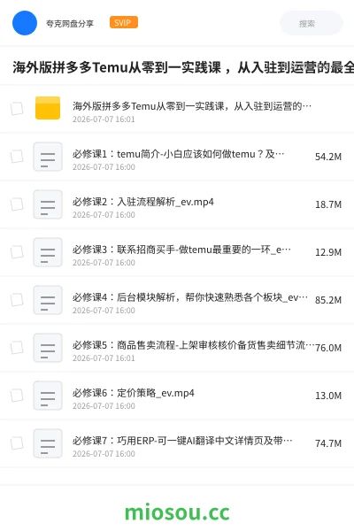 《海外版拼多多Temu从零到一实践课 ，从入驻到运营的最全教程》教程网盘｜学习资源网盘