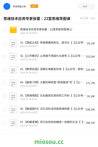 《思维技术应用专家张蕾：23堂思维导图课》教程网盘｜学习资源网盘