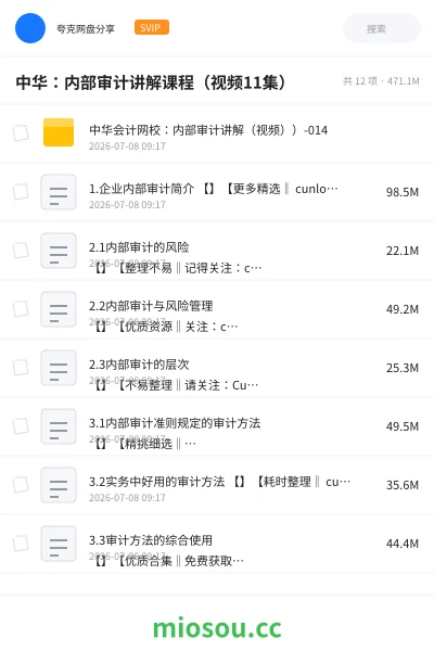 《中华:内部审计讲解课程(视频11集)》会计网盘|学习资源网盘