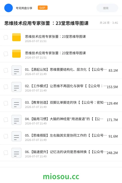 《思维技术应用专家张蕾 ：23堂思维导图课》教程网盘｜学习资源网盘