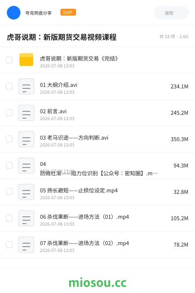 《虎哥说期：新版期货交易视频课程》教程网盘｜学习资源网盘