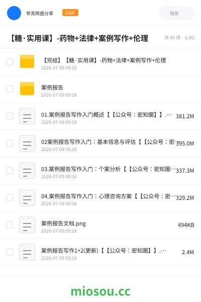 《【糖·实用课】-药物+法律+案例写作+伦理》教程网盘｜学习资源网盘