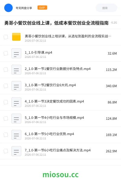 《勇哥小餐饮创业线上课,低成本餐饮创业全流程指南》教程网盘|学习资源网盘