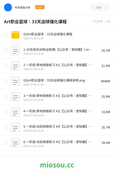 《Art职业篮球：33天运球强化课程》教程网盘｜学习资源网盘