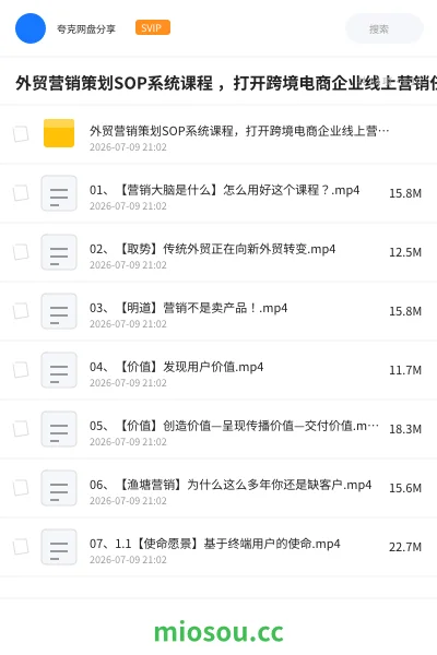《外贸营销策划SOP系统课程 ，打开跨境电商企业线上营销任督二脉》教程网盘｜学习资源网盘