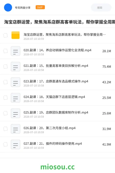 《淘宝店群运营，聚焦淘系店群高客单玩法，帮你掌握全周期运营打法》教程网盘｜学习资源网盘