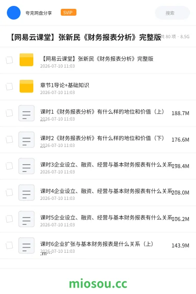 《【网易云课堂】张新民《财务报表分析》完整版》会计网盘｜学习资源网盘