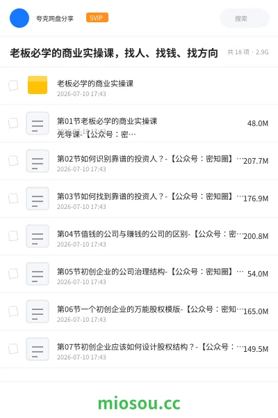 《老板必学的商业实操课,找人、找钱、找方向》教程网盘|学习资源网盘