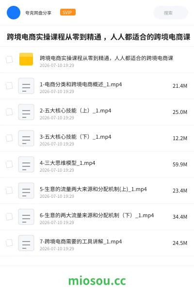 《跨境电商实操课程从零到精通 ,人人都适合的跨境电商课》教程网盘|学习资源网盘