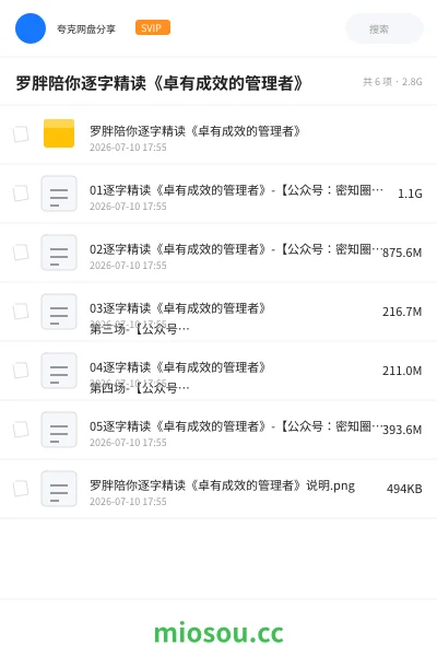 《罗胖陪你逐字精读《卓有成效的管理者》》教程网盘｜学习资源网盘