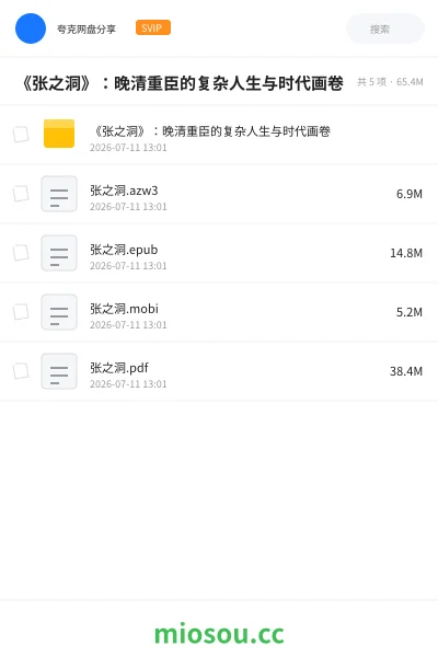 《《张之洞》:晚清重臣的复杂人生与时代画卷》书籍网盘|学习资源网盘