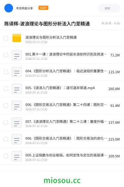 《陈译辉-波浪理论与图形分析法入门至精通》教程网盘｜学习资源网盘