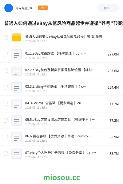 《普通人如何通过eBay从低风险商品起步并遵循“养号”节奏稳健销售》人工智能网盘|学习资源网盘