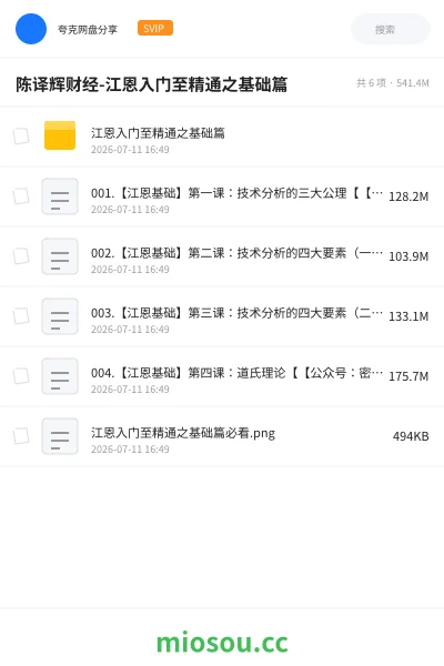 《陈译辉财经-江恩入门至精通之基础篇》教程网盘｜学习资源网盘