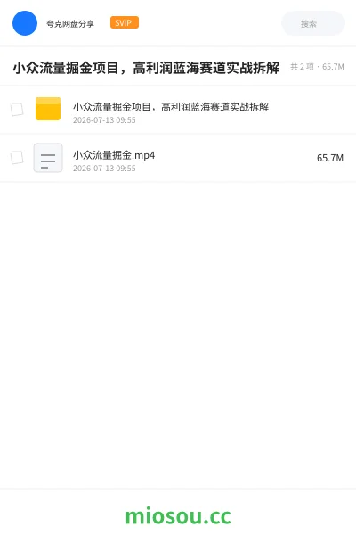 《小众流量掘金项目，高利润蓝海赛道实战拆解》人工智能网盘｜学习资源网盘