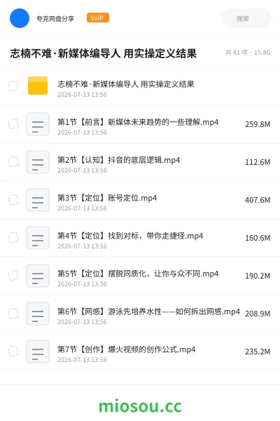 《志楠不难·新媒体编导人 用实操定义结果》教程网盘|学习资源网盘
